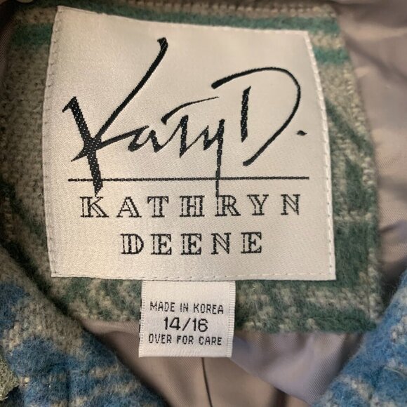 Katy D wool blend jacket coat SZ 14-16 - Leather trim - Toggle buttons - Pockets - Picture 5 of 6